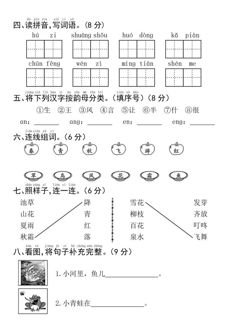 25年一下语文第一单元拔尖测试卷–请你爱护小青蛙-4页插图1