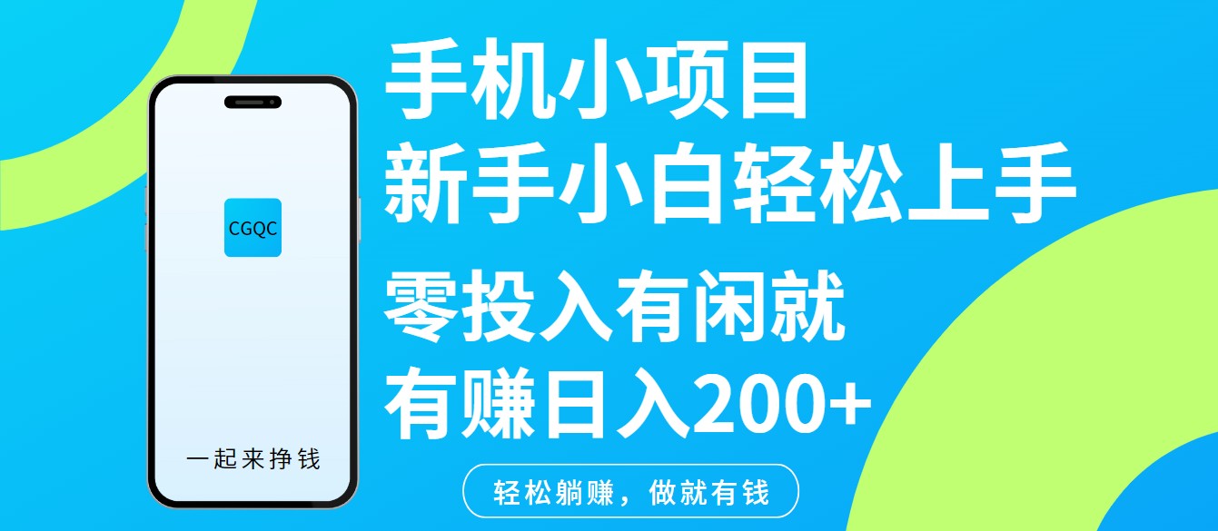 手机小项目新手小白轻松上手零投入有闲就有赚日入200+插图