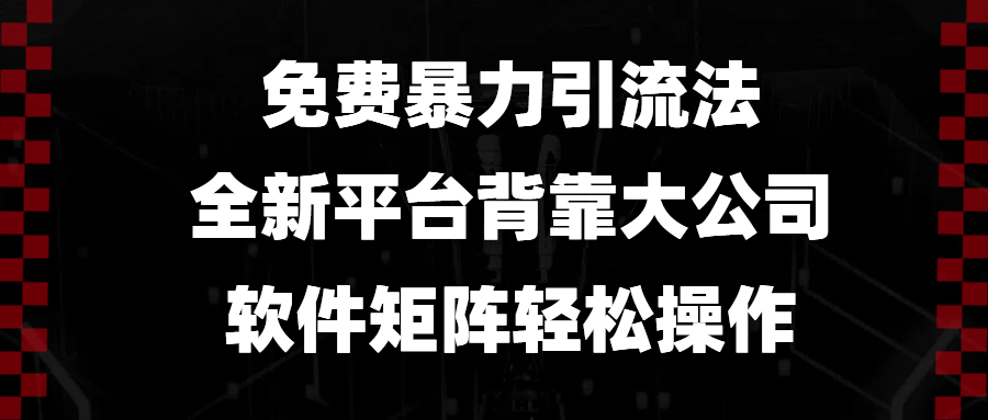 免费暴力引流法，全新平台，背靠大公司，软件矩阵轻松操作插图