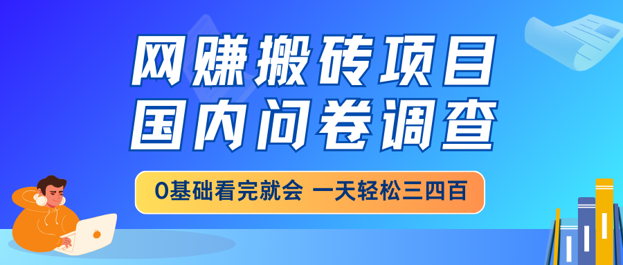 网赚搬砖项目，国内问卷调查，0基础看完就会 一天轻松三四百，靠谱副业…插图